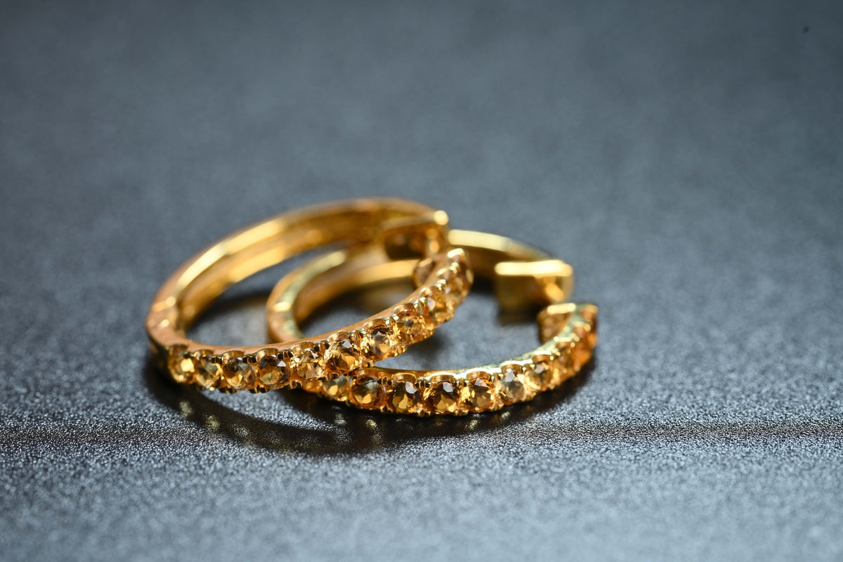 Natural Citrine Half-Eternity Hoop Earrings