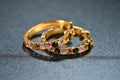 Natural Tourmaline Half-Eternity Hoop Earrings in gold-tone metal with natural tourmaline